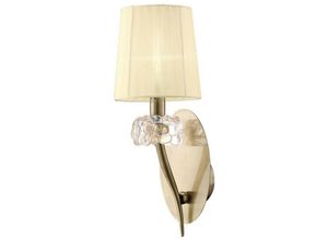 5055498610786 - Inspired Lighting - Inspired Mantra - Loewe - Wandleuchte geschaltet 1 Licht E14 Antik Messing mit Cremeschatten