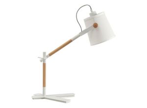 5055498612698 - Inspired Lighting - Inspired Mantra - Nordica - Tisch Task Lampe mit weißem Schirm 1 Licht E27 Mattweiß Buche mit elfenbeinweißem Schirm