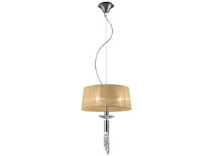 5055498615521 - Inspired Lighting - Inspired Mantra Fusion Tiffany Tiffany-Pendelleuchte 3+1 Licht E27+G9 poliertes Chrom mit weichem Bronzeschirm und klarem