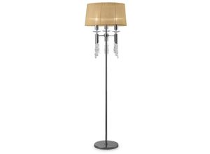 5055498615583 - Inspired Lighting - Inspired Mantra Fusion Tiffany Tiffany-Stehlampe 3+3-flammig E27+G9 poliertes Chrom mit weichem Bronzeschirm und klarem