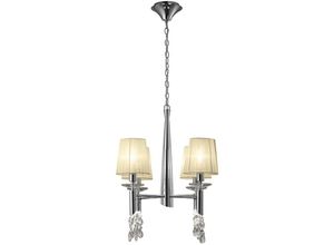 5055498615613 - Inspired Lighting - Inspired Mantra Fusion Tiffany Tiffany-Pendelleuchte 4+4-flammig E14+G9 poliertes Chrom mit cremefarbenen Farbtönen und klarem