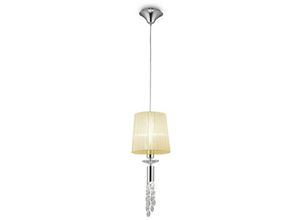 5055498615675 - Inspired Lighting - Inspired Mantra Fusion Tiffany Tiffany-Pendelleuchte 1+1 Licht E27+G9 poliertes Chrom mit cremefarbenem Schirm und klarem