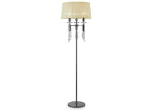 5055498615712 - Inspired Lighting - Tiffany-Stehlampe 3+3-flammig E27+G9 poliertes Chrom mit cremefarbenem Schirm und klarem Kristall