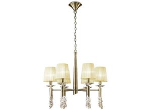 5055498615866 - Inspired Lighting - Inspired Mantra Fusion Tiffany Tiffany-Pendelleuchte 6+6-flammig E14+G9 antikes Messing mit cremefarbenen Farbtönen und klarem