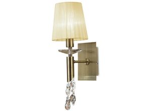 5055498615958 - Inspired Lighting - Inspired Mantra Tiffany Wandleuchte mit Schalter 1+1 Licht E14+G9 antikes Messing mit cremefarbenem Schirm und klarem Kristall