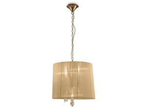 5055498616184 - Inspired Lighting - Tiffany-Anhänger 3+3-flammig E14+G9 französisches Gold mit weichem Bronzeschirm und klarem Kristall