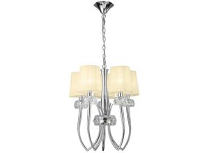 5055498616269 - Inspired Lighting - Inspired Mantra Loewe Loewe Slim Pendelleuchte 5-flammig E14 poliertes Chrom mit cremefarbenen Schirmen