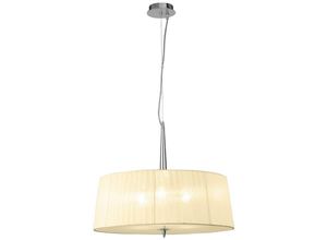 5055498616337 - Inspired Lighting - Inspired Mantra Loewe Loewe Single Pendant 3 Light E27 poliertes Chrom mit cremefarbenem Schirm