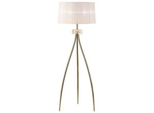 5055498616436 - Inspired Lighting - Inspired Mantra - Loewe - Stehlampe 3 Light E27 Antik Messing mit weißem Schirm