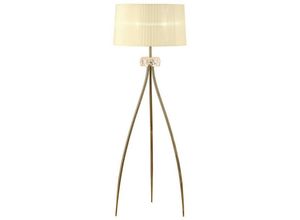 5055498616658 - Inspired Lighting - Inspired Mantra - Loewe - Stehlampe 3 Light E27 Antik Messing mit Cremeschatten 5055498616658 - Inspired Lighting - Inspired Mantra - Loewe - Stehlampe 3 Light E27 Antik Messing mit Cremeschatten