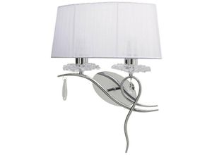 5055498616702 - Inspired Lighting - Inspired Mantra - Louise - Wandleuchte links 2 Licht E27 mit weißem Schatten poliertem Chrom klarem Kristall