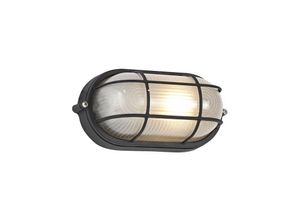 5055546551023 - Inspired Lighting - Inspired Deco - Avon - Ovale Wand Deckenschottlampe 1 Leuchte E27 IP44 Schwarz Glas