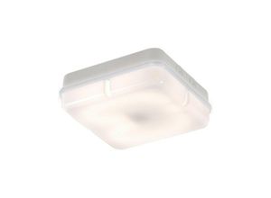 5055559114055 - Knightsbridge - Emergency Bulkhead mit Opaldiffusor und weißer Basis IP65 28W Square