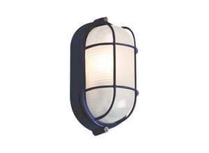 5055559122654 - Knightsbridge Black Oval Bulkhead mit Drahtschutz und Glasdiffusor 230V IP54 60W