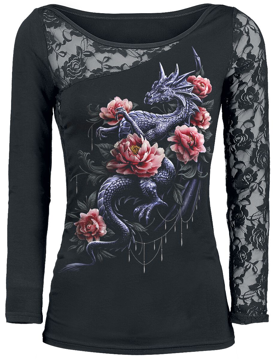 5055800659212 - Dragon Rose Slant Langarmshirt schwarz in XL