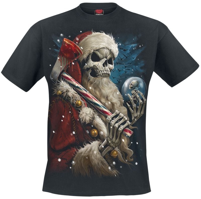 5055800664247 - Candy Cane Santa T-Shirt schwarz in L