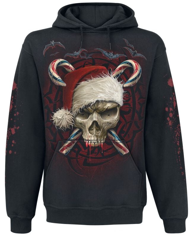 5055800664315 - Candy Cane Santa Kapuzenpullover schwarz in S