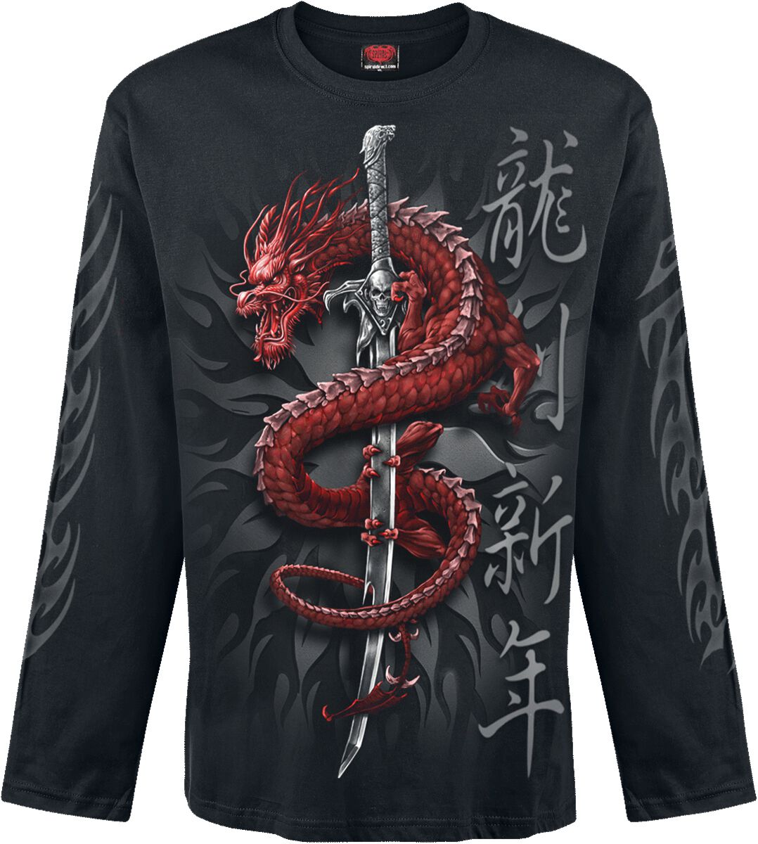 5055800678176 - Oriental Dragon Longsleeve Langarmshirt schwarz in L