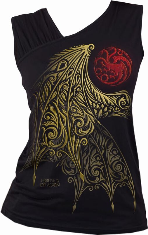 5055800681282 - House of the Dragon - Wing Logo Top schwarz in S