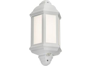 5055832981626 - Knightsbridge Demi Lanterne Murale LED avec PIR - Blanc 230V IP54 8W