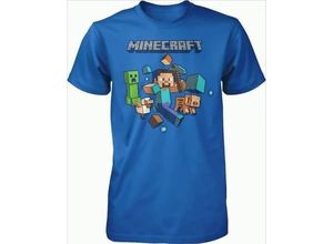 5055910316302 - Minecraft Charakter Kinder T-Shirt 110 116 Blau