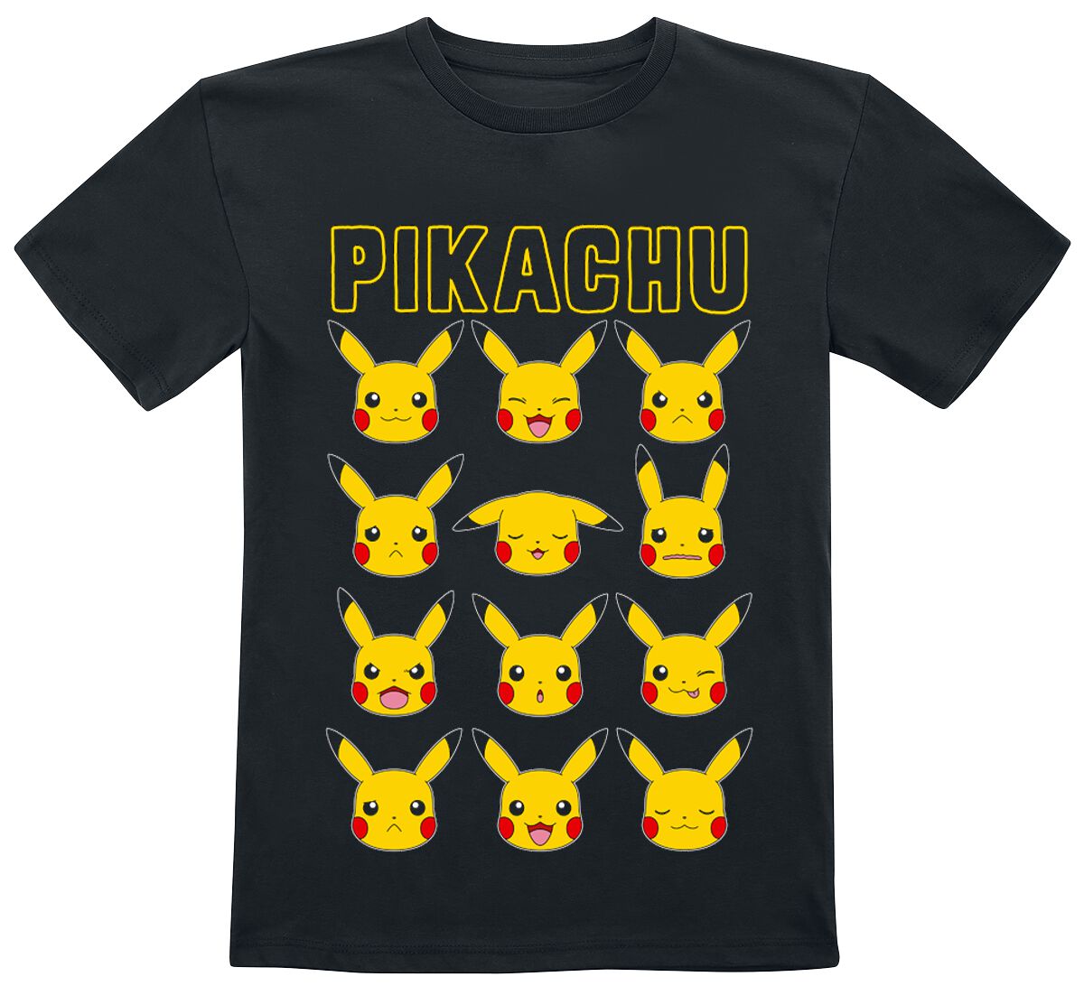 5055910364952 - Kids - Pikachu Gesichter T-Shirt schwarz in 104