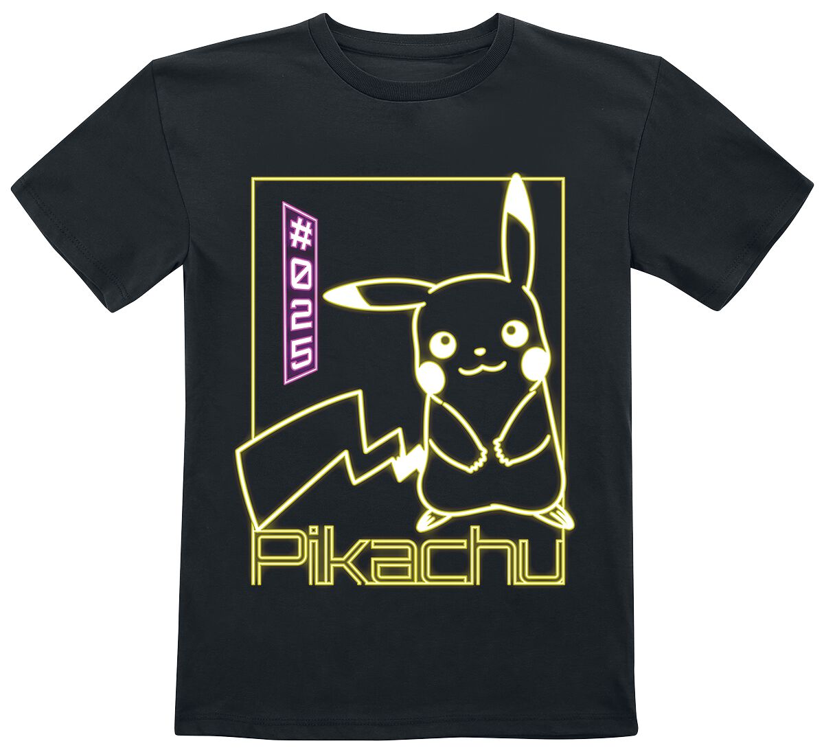 5055910365256 - Kids - Pikachu Neon T-Shirt schwarz in 104