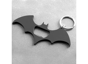 5055964718213 - Paladone - Batman Logo Schlüsselanhänger Multi Tool schwarz aus Metall 3 Funktionen mit Schlüsselring