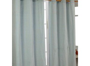 5055967413511 - Gardinen mit Ösen Gingham blaugrün im 2er Set  228 x 137 cm - Blaugrün - Homescapes