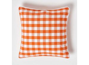 5055967413917 - Orange karierter Kissenbezug 45 x 45 cm aus 100% Baumwolle - Orange - Homescapes