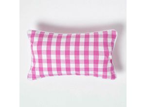 5055967413931 - HOMESCAPES Pink karierter Kissenbezug 30 x 50 cm aus 100% Baumwolle - Pink