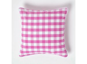 5055967413948 - Pink karierter Kissenbezug 45 x 45 cm aus 100% Baumwolle - Pink - Homescapes