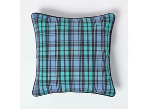 5055967413979 - Blauer Schottenmuster-Kissenbezug Blackwatch 45 x 45 cm - Blau-Grün - Homescapes