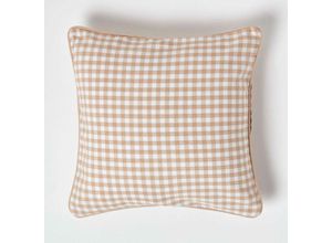 5055967414037 - Gingham-Kissenbezug aus Baumwolle 45 x 45 cm beige - Beige - Homescapes