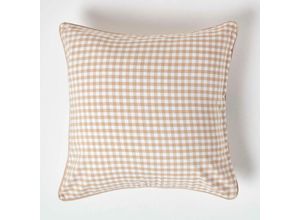 5055967414075 - Gingham-Kissenbezug aus Baumwolle 60 x 60 cm beige - Beige - Homescapes