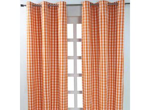 5055967415164 - Orange karierter Ösenvorhang im 2er Pack b 182 cm x l 137 cm - Orange Weiß - Homescapes