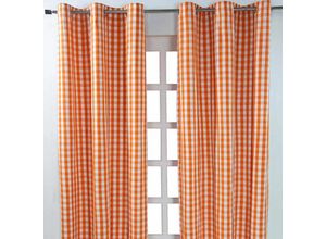 5055967415171 - Orange karierter Ösenvorhang im 2er Pack b 228 cm x l 137 cm - Orange Weiß - Homescapes