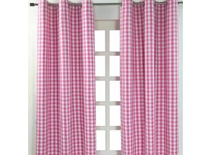 5055967415201 - Pink karierter Ösenvorhang im 2er Pack b 228 cm x l 137 cm - Pink Weiß - Homescapes