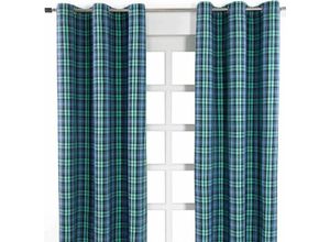 5055967415225 - Gardinen mit Ösen Schottenmuster Blackwatch 2er Set 100% Baumwolle 182x137 cm - Blau Grün - Homescapes