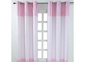 5055967415461 - Gardinen Herzen rosa weiß 2er Set 182 x 137 cm - Rosa Weiß - Homescapes