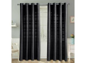 5055967416031 - Gardinen mit Ösen Rajput schwarz im 2er Set 140 x 140 cm - Schwarz - Homescapes