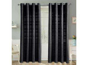 5055967416062 - Gardinen mit Ösen Rajput schwarz im 2er Set 228 x 167 cm - Schwarz - Homescapes