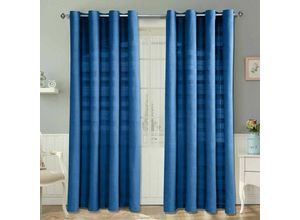 5055967416130 - HOMESCAPES Gardinen mit Ösen Rajput blau im 2er Set 228 x 167 cm - Blau