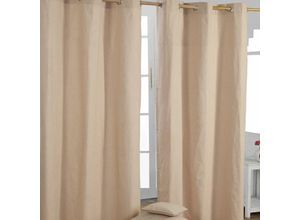 5055967416741 - Gardinen mit Ösen unifarben beige im 2er Set 228 x 137 cm - Beige - Homescapes