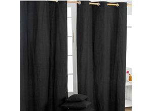 5055967416765 - HOMESCAPES Gardinen unifarben schwarz 2er Set 182 x 137 cm - Schwarz