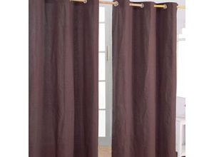 5055967416826 - HOMESCAPES Gardinen unifarben schokolade 2er Set 182 x 137 cm - Braun