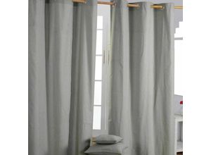 5055967416888 - Gardinen mit Ösen unifarben grau im 2er Set 182 x 137 cm - Grau - Homescapes