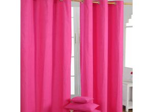 5055967416918 - Gardinen mit Ösen unifarben pink im 2er Set 182 x 137 cm - Rosa - Homescapes