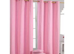 5055967417069 - Gardinen mit Ösen unifarben rosa im 2er Set 182 x 137 cm - Rosa - Homescapes