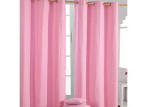 5055967417076 - Gardinen mit Ösen unifarben rosa im 2er Set 228 x 137 cm - Rosa - Homescapes